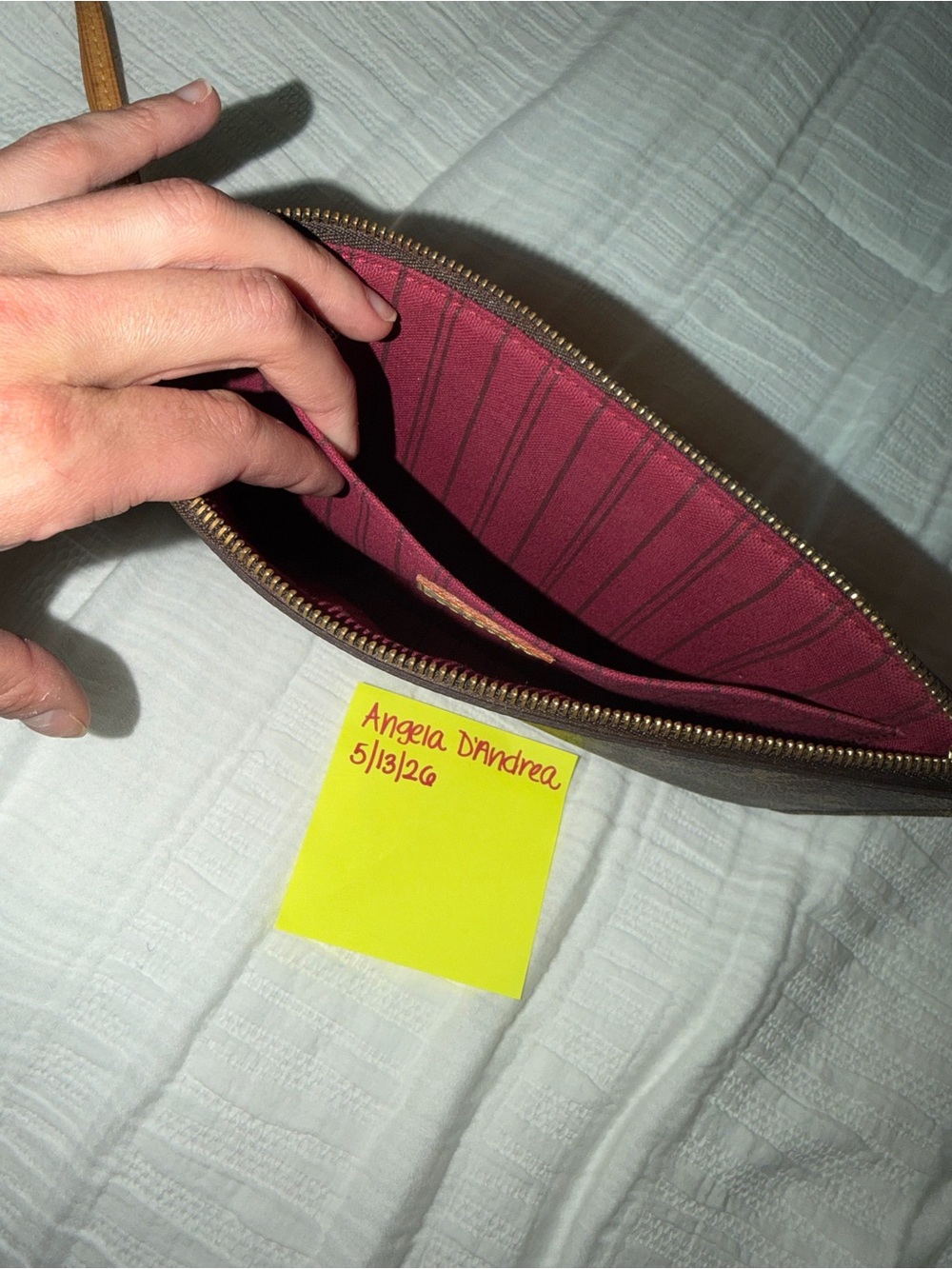 Louis Vuitton Brown Monogram Wristlet Pouch with Tan Strap - Picture 10 of 10